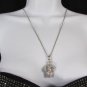 New Women Skull Head Skeleton Face Chain Fashion Necklace Gold Silver Rhinestone
