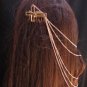 NEW WOMEN GOLD CHAINS CUFF EARRING TO HAIR PIN CROSS CONNECTED HEADBAND CLAW