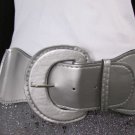 NEW WOMEN LOW HIP ELASTIC HIGH WAIST METALLIC SILVER FASHION BELT M L XL 30"-45"