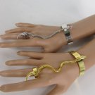 New Women Silver / Gold Metal Snake Cuff Bracelet Hand Chain Fashion Slave Ring