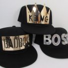 New Women Men Black Fashion Baseball Cap One Size Hat KING BOSS BADBOY Plate
