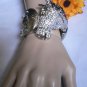 NEW WOMEN SILVER METAL BRACELET HORSE SHOE / HEAD RHINESTONES TEXAS FASHION CUFF