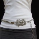 New Women Fashion Silver Metal Chain Belt Big Bow High Waist Hip S M L 27"-45"