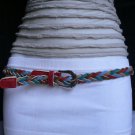 NEW WOMEN BRAIDED RED 0.75" THIN FASHION BELT RED BROWN BLUE BEIGE 32"-38" M L