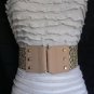 NEW WOMEN ELASTIC HIP WAIST BEIGE BROWN BRAIDED STRAW FASHION BELT 30"-42" M-XL
