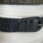 NEW WOMEN HIP ELASTIC FAUX LEATHER BLUE FASHION BELT CIRCLE BUCKLE 27"-34" S / M