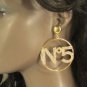 B New Women Metal Gold # No 5 Large Hoop Fashion Earrings Set Silver Rhinestones