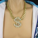New Men Silver / Gold Metal Chains Fashion Necklace Big Dollar Sign $ Pendant