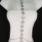 New Women Gold / Silver Metal Body Chain Flowers Jewelry Long Fashion Necklace