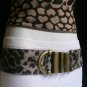 NEW WOMEN ELASTIC HIP WAIST GRAY LEOPARD ANIMAL PRINT BELT RUSTGOLD BUCKLE S-M-L
