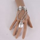 NEW WOMEN SILVER METAL PLATE HAND CHAINS FASHION SLAVE WRIST BRACELET RING MADE