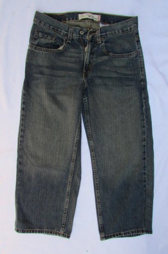 LEVIS 569 MEN LOOSE STRAIGHT CUT FASHION JEANS DENIM BLUE SKINNY SHORTS W28 L23
