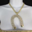 New Women Metal Chains Big Horse Shoe Pendant Fashion Necklace Gold Silver 18"