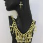 New Women Multi Strands Chains Crosses Fashion Necklace Rhinestones + Earrings