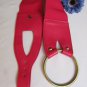 WOMEN WAIST HIP PINK ELASTIC FASHION BELT HUGE GOLD RING BUCKLE 26"-33" XS S M