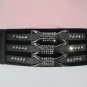 New Women Black Elastic Fashion Belt Big Pewter Rhinestones Bows XS S M 25"-32"