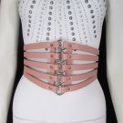 New Women Elastic Pink High Waist Fashion Corset Belt Salmon Cutout S M 28"-33"