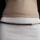 WOMEN HIGH WAIST HIP METAL CHAINS ROUND BLACK BEADS FASHION BELT 31"-44" M L XL