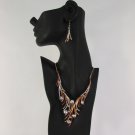 New Women Silver Gold Copper Metal Rhinestones Fashion Necklace + Earrings Set