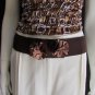 WOMEN HIGH WAIST HIP BROWN ELASTIC FASHION BELT POM POMS BUCKLE 25"-37" XS S M
