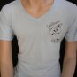 NEW ED HARDY MEN LIGHT BLUE SAMPLE T-SHIRT SKULL LOVE KILLS SLOWLY V-NECK XL
