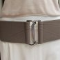 WOMEN WAIST HIP TAUPE CUT OUT WIDE ELASTIC FASHION BELT PEWTER BUCKLE 28-36" S M