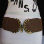 NEW WOMEN ELASTIC HIP WAIST GOLD ZIPPER BUCKLE BROWN FASHION BELT 27"-37" S / M