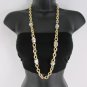 New Women Gold Metal Chain Links Large Rhinestones Fashion Necklace + Earrings