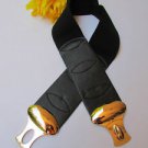 WOMEN WAIST HIP BLACK WIDE ELASTIC FASHION BELT GOLD SEATBELT BUCKLE 27-34" S M