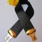 WOMEN WAIST HIP BLACK WIDE ELASTIC FASHION BELT GOLD SEATBELT BUCKLE 27-34" S M