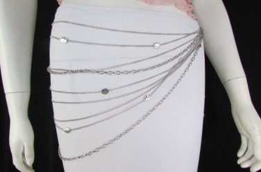 New Women Multi Strands Silver Metal Chains Links Fashion Hip Belt 28"-42" S M L