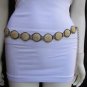 NEW WOMEN HIP WAIST SILVER METAL FASHION BELT IVORY CIRCLES SHAPED 27"-35" S/M