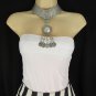 New Women Extra Long Silver Metal Chains Fashion Choker Necklace Turquoise Ball