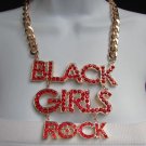 WOMEN GOLD METAL CHAINS RED RHINESTONES TRENDY FASHION NECKLACE BLACK GIRLS ROCK