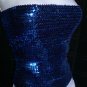 NEW TANK TOP SEXY CAMISOLE STRAPLESS MINI SKIRT BLUE SEQUINS STRETCH S-M-L PLUS