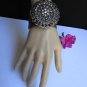 NEW WOMEN SILVER BIG EUROPEAN FLOWER FASHION BROWN FAUX LEATHER CASUAL BRACELET