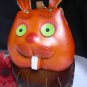 NEW WOMEN SMALL COIN BAG ORANGE BROWN RABBIT KEY CHAIN GENUINE LEATHER