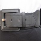 WOMEN WAIST HIP DARK GRAY ELASTIC FASHION BELT BIG SQUARE BUCKLE 25"-32" XS S M