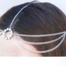 N WOMEN SILVER HEAD METAL CHAIN FASHION JEWELRY GRECIAN CIRCLET RHINESTONES RING