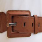 WOMEN WAIST HIP DARK BROWN ELASTIC FASHION BELT BIG SQUARE BUCKLE 25"-32" XS S M