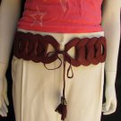 WOMEN WAIST HIP RED ELASTIC BRAIDED FASHION BELT LONG FRINGES 26"-32" XS S M