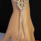 New Women Silver Bracelet Hand Chain Multi Big Hearts Rhinesones Fashion Jewelry