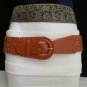 NEW WOMEN HIP ELASTIC FAUX LEATHER ORANGE FASHION BELT ROUND BUCKLE 27"-34" S M