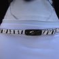NEW DKNY WOMEN 0.5" THIN BLACK WHITE ZEBRA FASHION BELT PEWTER BUCKLE S 29"-33"