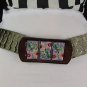 NEW WOMEN HIP WAIST GOLD ELASTIC METAL FASHION BELT PAINTED FLOWERS BUCKLE S / M