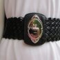 NEW WOMEN WAIST HIP BLACK ELASTIC BRAIDED WIDE FASHION BELT BUCKLE 32"-38" M L