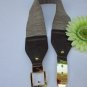 WOMEN WAIST HIP DARK BROWN ELASTIC FASHION BELT CLASSIC GOLD BUCKLE 27"-33" S M