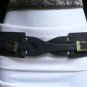 NEW WOMEN WAIST HIP ELASTIC BLACK FASHION BELT DOUBLE BUCKLES 28"-37" S-M-L
