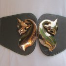NEW WOMEN HIGH WAIST HIP GRAY ELASTIC FASHION BELT FOX GOLD BUCKLE 28"-38" S M L
