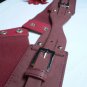 NEW WOMEN WAIST HIP ELASTIC BURGANDY RED WINE FASHION BELT DOUBLE BUCKLES S / M